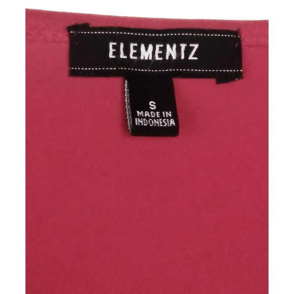 Elementz Womens Shirt Small S Rosette Floral Short Sleeve Dark Pink Stretch Euc - Picture 8 of 8